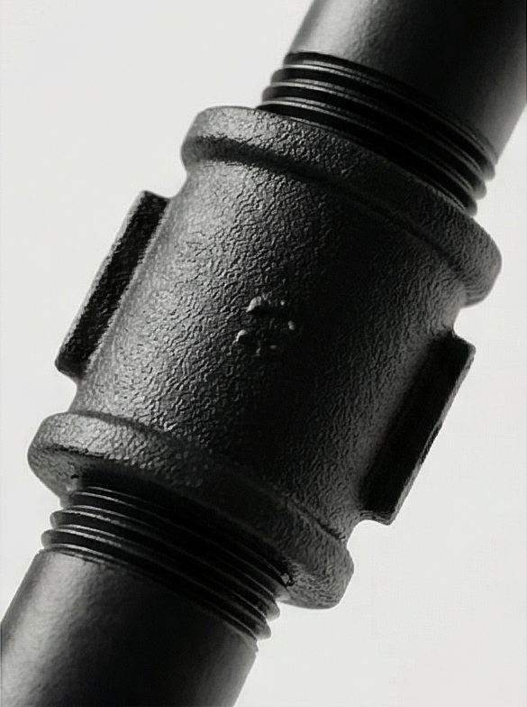 Close-up of black iron pipe candle holder in loft industrial style – handmade from Choose.lv